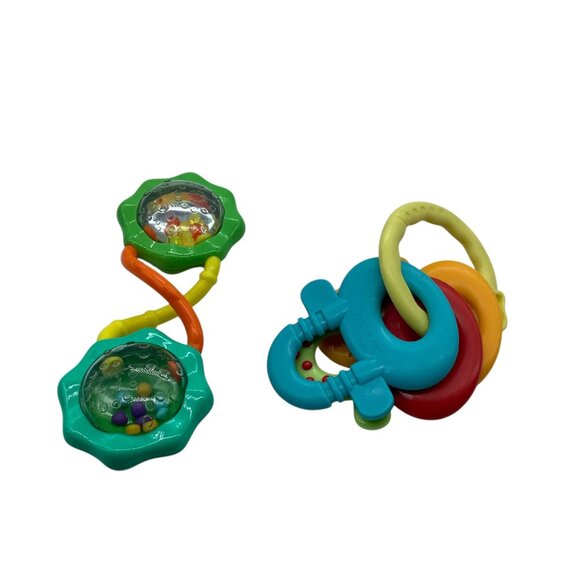 Bright Starts Baby Rattle & Key Teether Toy Set Lot of 2 Multicolor - Picture 2 of 6